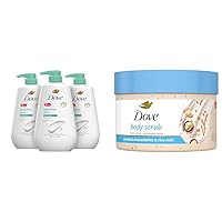 Dove Sensitive Skin Body Wash 30.6 fl oz Pack of 3 Scrub Macadamia & Rice Milk Reveals Smoother Skin Body Scrub 10.5 oz