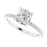 10K/14K/18K Solid White Gold Handmade Engagement Ring 1.5 CT Cushion Cut Moissanite Diamond Solitaire Wedding/Bridal Gift for Women/Her Gorgeous Gifts