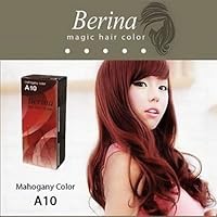 Pack of 1 Box Berina Mahogany Mahokany Hair Dye A10 Hair Color Cream Dye Mahogany 60 G. Super Permanent Fashion Unisex