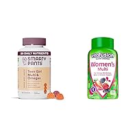 SmartyPants Teen Girl Multivitamin Gummies with Vitamins A, C, D, E, B6, B12, Omega-3s, and Vitafusion Women's Multivitamin Gummies with Vitamins A, C, D, E, B6, B12, 150 Count