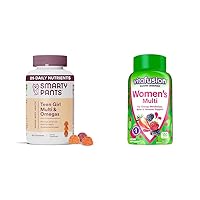 Teen Girl Multivitamin Gummies with Vitamins A, C, D, E, B6, B12, Omega-3s, and Vitafusion Women's Multivitamin Gummies with Vitamins A, C, D, E, B6, B12, 150 Count