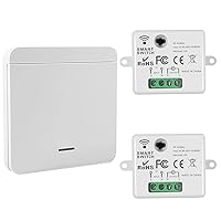 Smart Home Light Switch, with Wall Switch - 2200 W/10 A Smart Light Switch, Intelligent RF Switch and Receiver Controller, Wireless Transmitter 433 Mhz, Battery-Free, Wireless Switch, Smart Switch