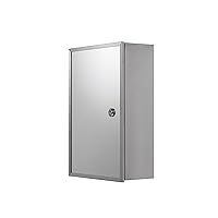 Croydex WC846005AZ Trent Lockable Bathroom Storage Stainless Steel with Mirrored Door, Fixed Shelf, Secure Lock System Fully Assembled Medicine Cabinet Organizer, 9.8'' W x 15.7