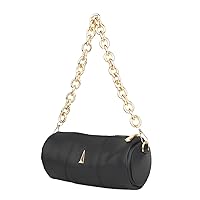 Women's Chain Vegan Glossy Patent Leather Cylinder Crossbody Hand and Shoulder Bag