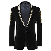 Crystal Embroidery Black Fleece Dress Suit Jacket Men Peak Collar One Button Tuxedo Blazers for Wedding Party