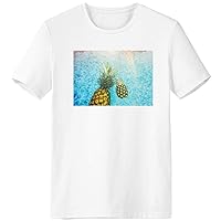 PineFruit Red Fruits Picture Blue Water T-Shirt Workwear Pocket Short Sleeve Sport Clothing