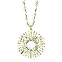 Indi Gold & Diamond Jewelry Circle Sun Shape Pendant Necklace Round Cut Created White Diamond For Women's 14k Yellow Gold Finish 925 Sterling Silver