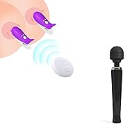 Vibrator Wand, Adult Sex Toys Massager,Vibrating Wand for her Pleasure,G Spot Dildo, Clit Vibrator,Nipple Sex Toy,Nipple Vibrators,Nipple Clitoris Clip,Cordless Remote Control