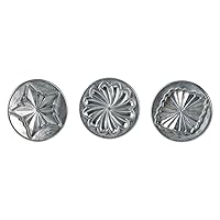 Nordic Ware Pretty Pleated Cookie Stamps Silver Cast Aluminum with Wood Handles, Grey, 3-Piece