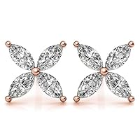 Marquise Cut Diamond Stud Earrings Gifts for Her Moissanite Push Back Earrings 1.50ct Anniversary Jewelry Present for Wife, 925 Sterling Silver and Solid Gold