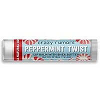 Crazy Rumors Peppermint Twist Lip Balm. 100% Natural, Vegan, Plant-Based, Made in USA (1-Pack)