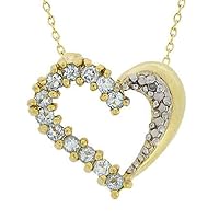 Jewelry Created Round Cut White Diamond 925 Sterling Silver 14K Yellow Gold Finish Diamond Heart Pendant Necklace for Women's & Girl's