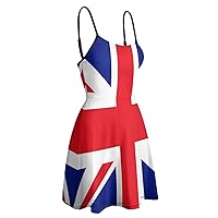 British Flag Women's Casual Sling Dresses Adjustable Strap Tank Dress For Beach/Party/Evening 2XL