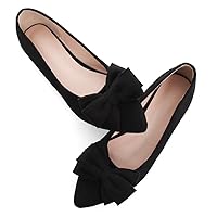 TN TANGNEST Women's Summer Flats Comfortable Pointed Toe Bowknot Dress Flats Slip On Suede Ballet Shoes for Woman Soft Driving Flats