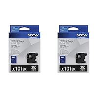 Brother Genuine Standard Yield Black Ink Cartridge, LC101BK, Replacement Black Ink, Page Yield Upto 300 Pages, LC101 (Pack of 2)