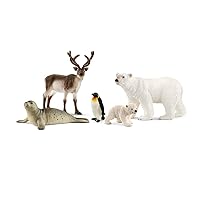 Schleich Wild Life Realistic Arctic Polar Animal Figurine Playset - 5-Piece High Detail Arctic Animal Toys Featuring Reindeer, Polar Bear Figure, Penguin, and Seal Figurines, Gift for Kids Ages 3+