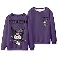 Kuromi Crewneck Sweatshirt Women's Long Sleeve Pullover Girls Kawaii Cartoon Sweater Shirts Tops