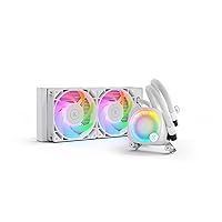 EK Nucleus AIO CR240 Lux White D-RGB All-in-One Liquid CPU Cooler with EK FPT Fans, Water Cooling Computer Parts, 120mm Fan, Compatible with Latest Intel & AMD CPUs