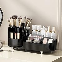 Onewly 360° Rotating Makeup Organizer, Vanity Display Case for Cosmetic, Brush, Lipstick and Cream (Black（Large)