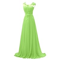 Women's High Neck Lace Chiffon Long Evening Prom Dress