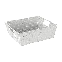 Simplify Large Shelf Woven Strap Tote | Decorative Storage Basket | Built in Handles | Organization | Closet | Bedroom | Bathroom | Nursery | Accessories | Toys | Gifts | 1 Pack | Heather Grey