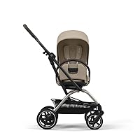 CYBEX Eezy S Twist +2 V2 Baby Stroller with 360° Rotating Seat for Infants 6 Months and Up - Compatible with CYBEX Car Seats, Almond Beige, Taupe Frame
