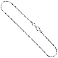 Sterling Silver Anklet Rope Chain 1.5 mm Nickel Free Italy, Sizes 9-10 inch