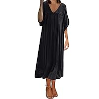 Summer Dresses for Women 2024 Maxi, Women's New Flared Sleeve Lace Crochet V Neck Vest Dress, S XL