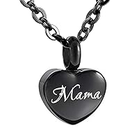Stainless Steel Black Heart Urn Necklace Cremation Ashes Keepsake Memorial Jewelry for Dad Mom With Fill Kits