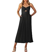 ANRABESS Women's Summer Dressy Casual Spaghetti Straps V Neck Cutout One Piece Linen Wide Leg Pants Jumpsuit Romper Outfits