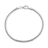Adabele 1pc Authentic Sterling Silver 3mm Snake Chain Bracelet 6.5