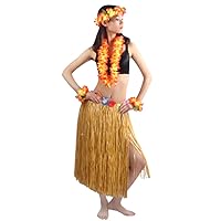 5pcs/ Set Women's Hawaiian Luau Elastic Grass Hula Skirt 80cm
