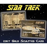 Star Trek Kirk Spock McCoy in Transporter 23KT Gold Card Sculpted #/10,000
