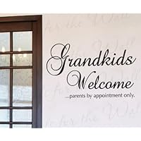 Grandkids Welcome Parents by Appointment Only - Grandparents Grandma Grandpa Grandkids - Boy's and Girl's Room Kids Baby Nursery - Quote Lettering Decor, Saying Sticker Graphic Art, Vinyl Large Wall Decal Decoration