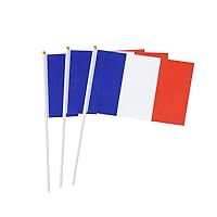 France Flag French Hand Held Mini Small Stick Flags For Party Classroom Garden Olympics Festival Clubs Parades Parties Desk Decorations(20 pack)