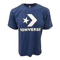 Converse Mens Arrow and Star Logo Crewneck T-Shirt (Large, Navy (White))
