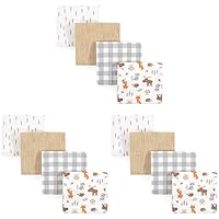Hudson Baby Unisex Baby Cotton Flannel Receiving Blankets, Woodland, One Size (Pack of 3)