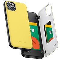 GOOSPERY Magnetic Door Bumper Compatible with iPhone 15 Plus Case, Card Holder Wallet Easy Magnet Auto Closing Protective Dual Layer Sturdy Phone Back Cover - Yellow