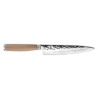 Premier Blonde Utility Knife, 6.5 inch VG-MAX Stainless Steel Blade with Tsuchime Finish and Pakkawood Handle, Cutlery Handcrafted in Japan, Silver