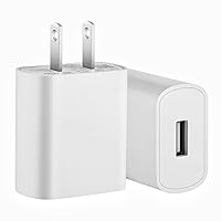 One Port 5V USB Power Adapter 1.5A Wall Supply 1500mA USB Wall Charger for Smartphone Kindle Charger Compatible with All 5V 1A Power Supply,UL Listed(White 2Pack)