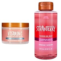 Vitamin C Whipped Shea Butter and Strawberry Foaming Gel Wash Bundle, 8.4oz and 18oz