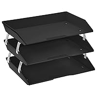 Acrimet Facility 3 Tier Letter Tray Side Load, Desktop File Organizer, Plastic (Black Color)