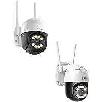 ZOSI 2pcs WiFi PTZ Security Camera,3MP Pan/Tilt Outdoor Indoor Camera,Person Vehicle Detection,Auto Tracks Human,2 Way Audio,Color Night Vision,Floodlight Siren,SD Card & Cloud Storage,5X Digital Zoom