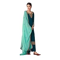 Indian/Pakistani Muslim Women Ethnic Wear Cotton Straight Suit Best for Eid 5346 a Multicolour