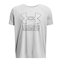 Under Armour Boys Tech Big Logo Short Sleeve T Shirt Plus, (011) Mod Gray / / Black, Large Plus