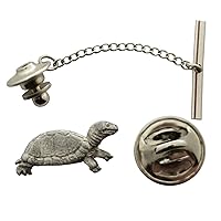 Box Turtle Tie Tack ~ Antiqued Pewter ~ Tie Tack or Pin - Antiqued Pewter