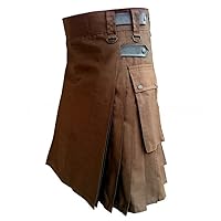 Scottish Kilts Mens Vintage Gothic Punk Utility Kilt Pleated Skirts Classic Solid Color Carnival Clothing with Pocket