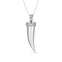 Amulet Lucky Italian Tooth Horn Cornicello Dangle Pendant Earrings For Women .925 Sterling Silver Polished Finish