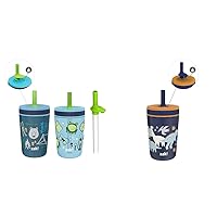 Zak Designs Campout and Camping Kelso Tumbler Set, Leak-Proof Screw-On Lid with Straw & Kelso Toddler Cups For Travel or At Home, 12oz Vacuum Insulated Stainless Steel