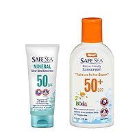 Safe Sea Jellyfish and Sea-Lice Sting-Blocking Body and Face Sunscreen Bundle For Kids | SPF50+ 4 Fl oz + SPF50 2 Fl oz Mineral | Waterproof, Biodegradable, Coral Reef-Safe Sunscreen